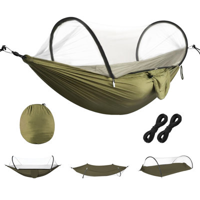 3-in-1 Portable Camping Hammock with Mosquito Net, 440lbs Capacity Hammock Tent with Dual-Way Zippers Storage Pocket for Outdoor Camping Hiking Backpacking