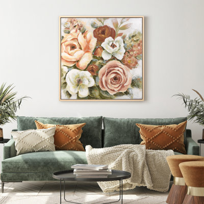 Autumn Blossoms Heavily Textured Hand Painted Framed Canvas Wall Art