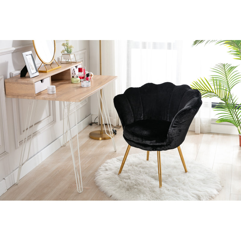 Aguilard Upholstered Armchair, Gold colours, Black, Faux fur