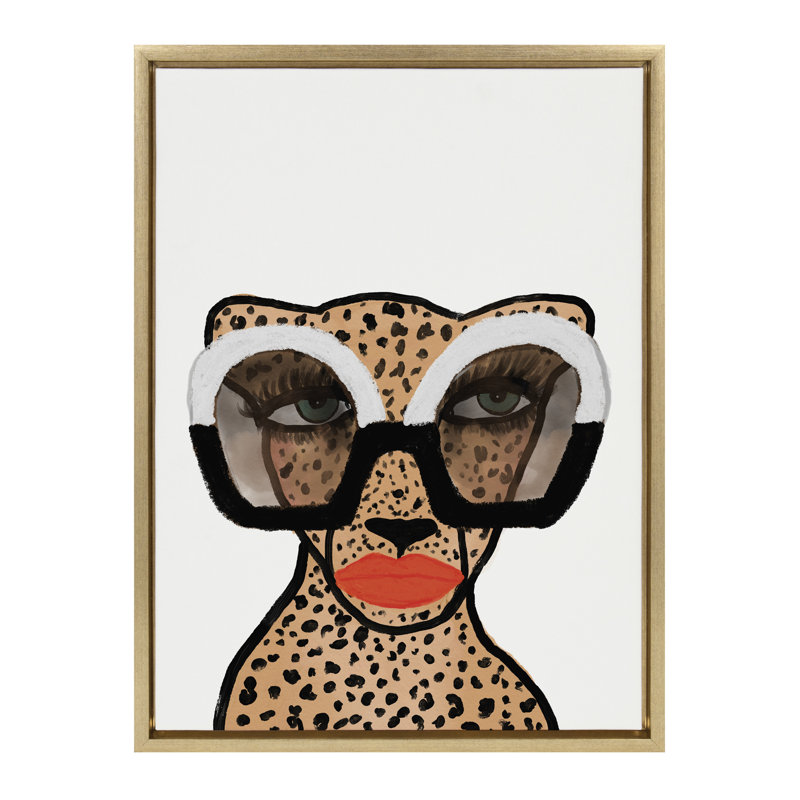 «Cheetah 4» par Bouffants and Broken Hearts LLC, reproduction d'art sur toile encadrée, Doré