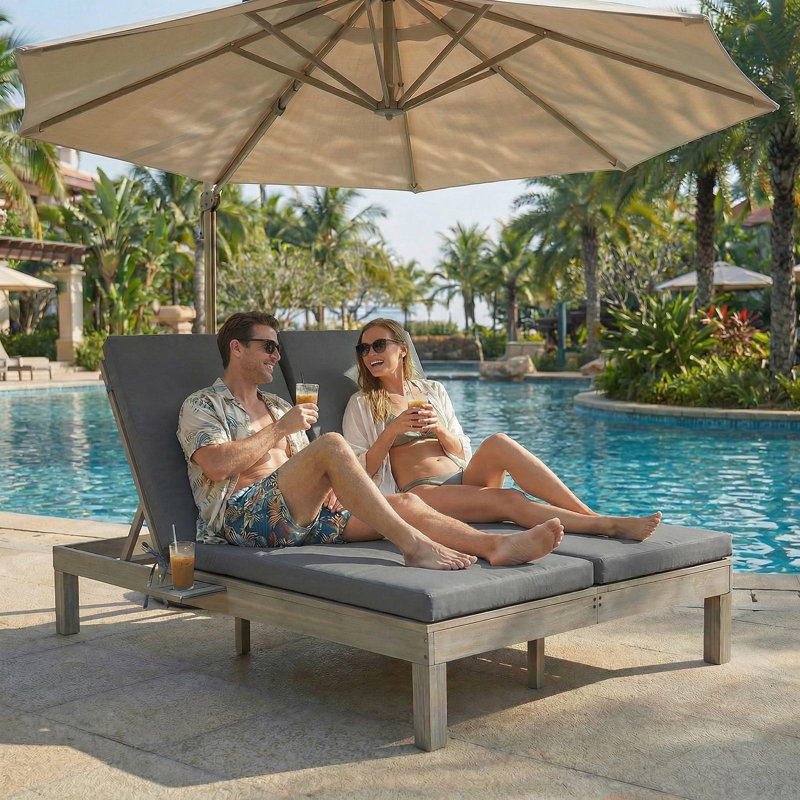 All-Weather Patio Chaise Lounge Cushion With 28D High-Density Foam, Waterproof Fabric, And Washable Cover For Pool And Garden Recliners