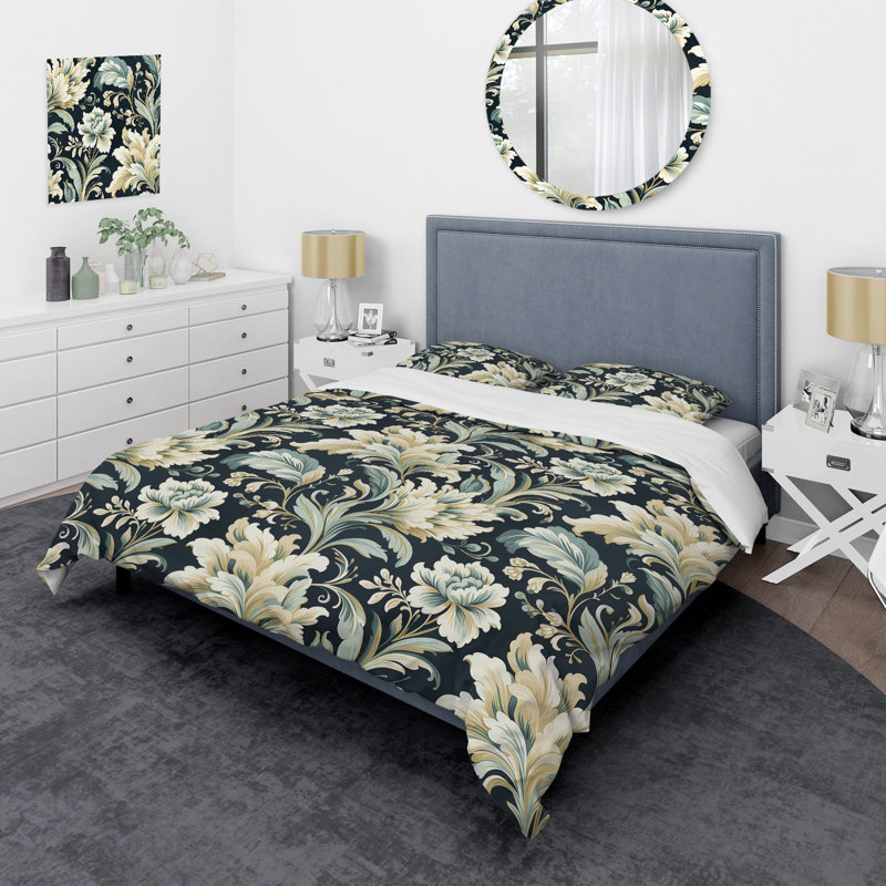 Ensemble de housse de couette vert et blanc, Housse de couette pour très grand lit et 2 très