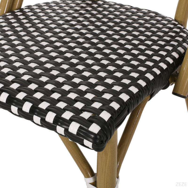 Ensemble de 2 chaises bistro d'extérieur en ratine et aluminium PE