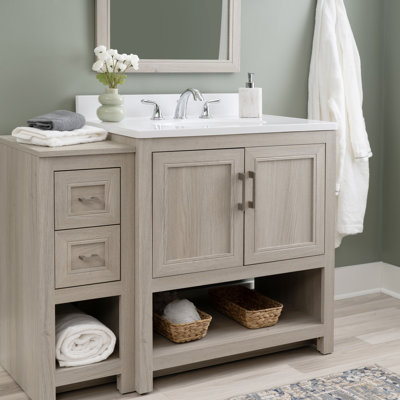 Stovall 43 Inch Single Vanity with Integrated Top and Sink with Mirror