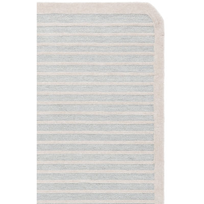 Ebony Hand Tufted Wool/Cotton Striped Rug in Light Blue/Ivory