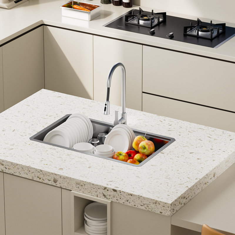 Frogink 27 inch Udermount Handmade 18 Gauge Single Bowl Stainless Steel Kitchen Sink with Accessories.27"L x 18"W x 10"D