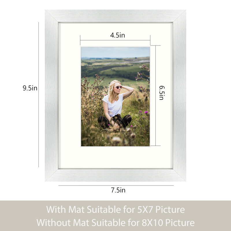 Cadre photo Dreketi, Argent, 8 pi x 10 po emmêlé à 5 po x 7 po