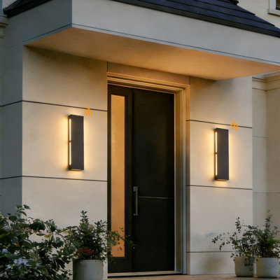 2 Packs Outdoor Wall Sconces Black Hardwired Integrated LED Ponce