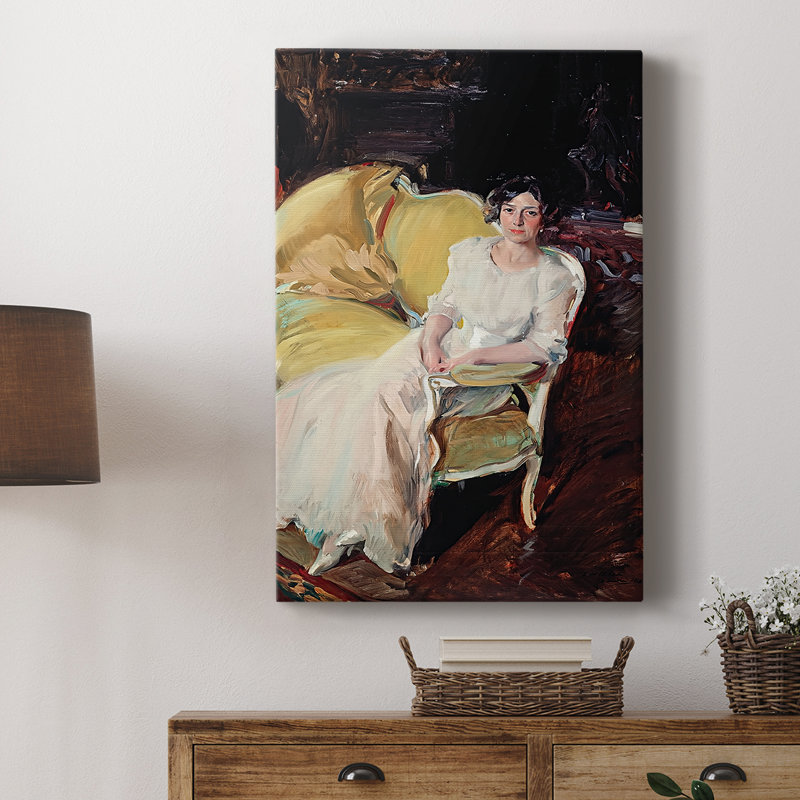 Clotilde assise sur le canapé, toile tendue par Joaquin Sorolla y Bastida, 12 x 18