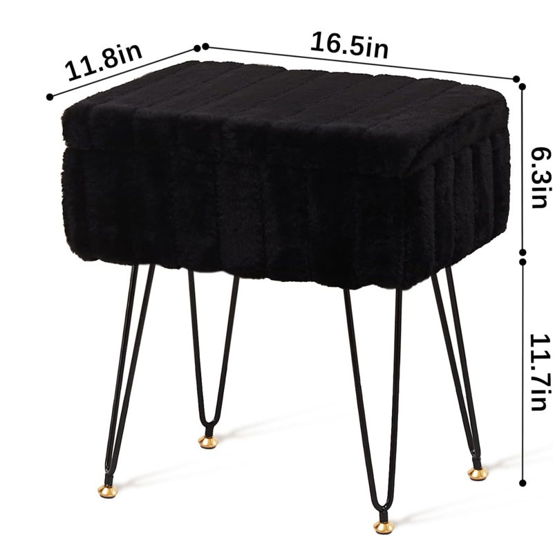 Repose-pieds en velours avec rangement, Noir