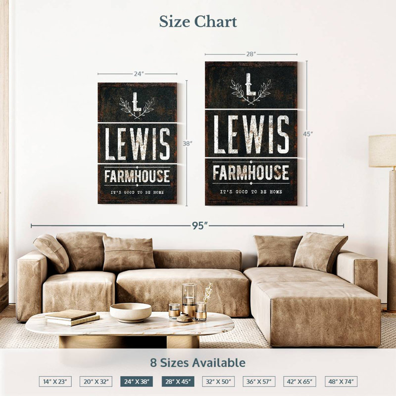 Lewis Lewis, typographie, H 38 po x l 24 po