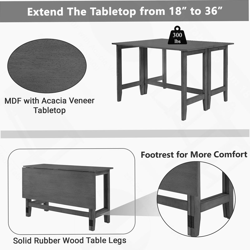 Table de salle à manger extensible Farmhouse, Gris