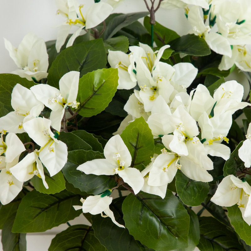 19 po Bougainvillée artificiel résistant aux rayons UV (intérieur / extérieur) - ensemble de 4, Blanc