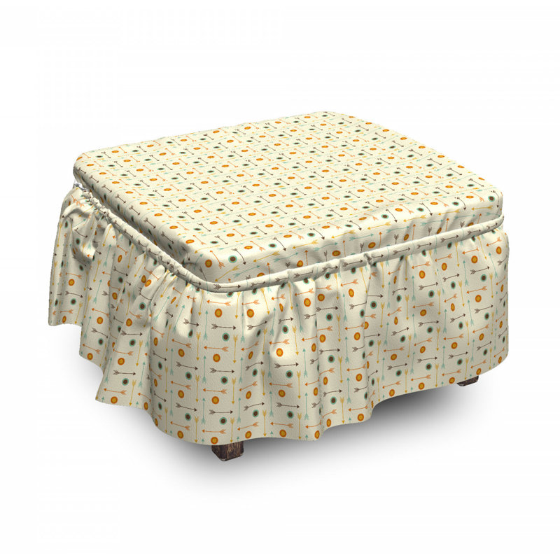 Box Cushion Ottoman Slipcover, Pattern 2