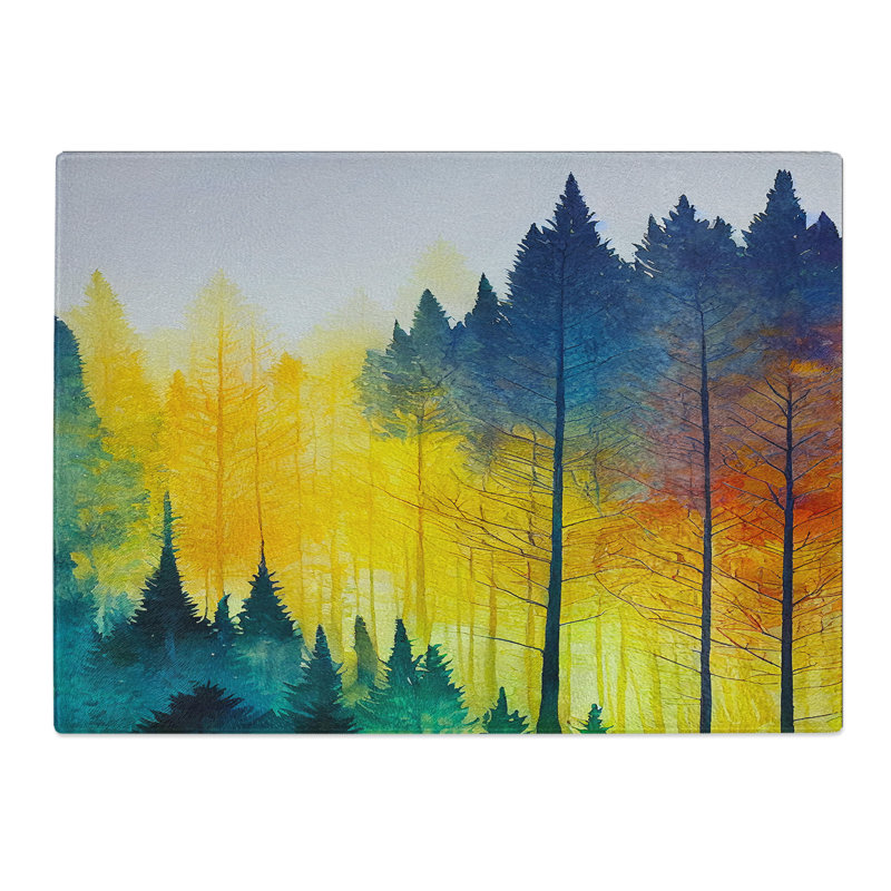 Luminous Forest  Glass Chopping Board