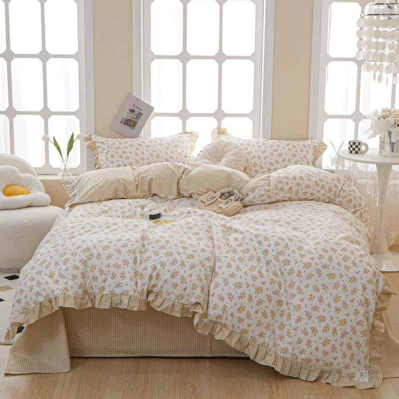 Microfiber Floral Print Comforter Set, Twin XL Comforter + 2 Pillowcases