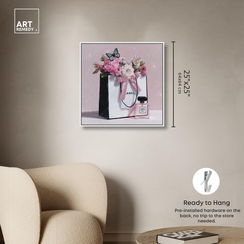 Impression sur toile printanière par Rose, Cadre blanc, H 30 po x l 30 po