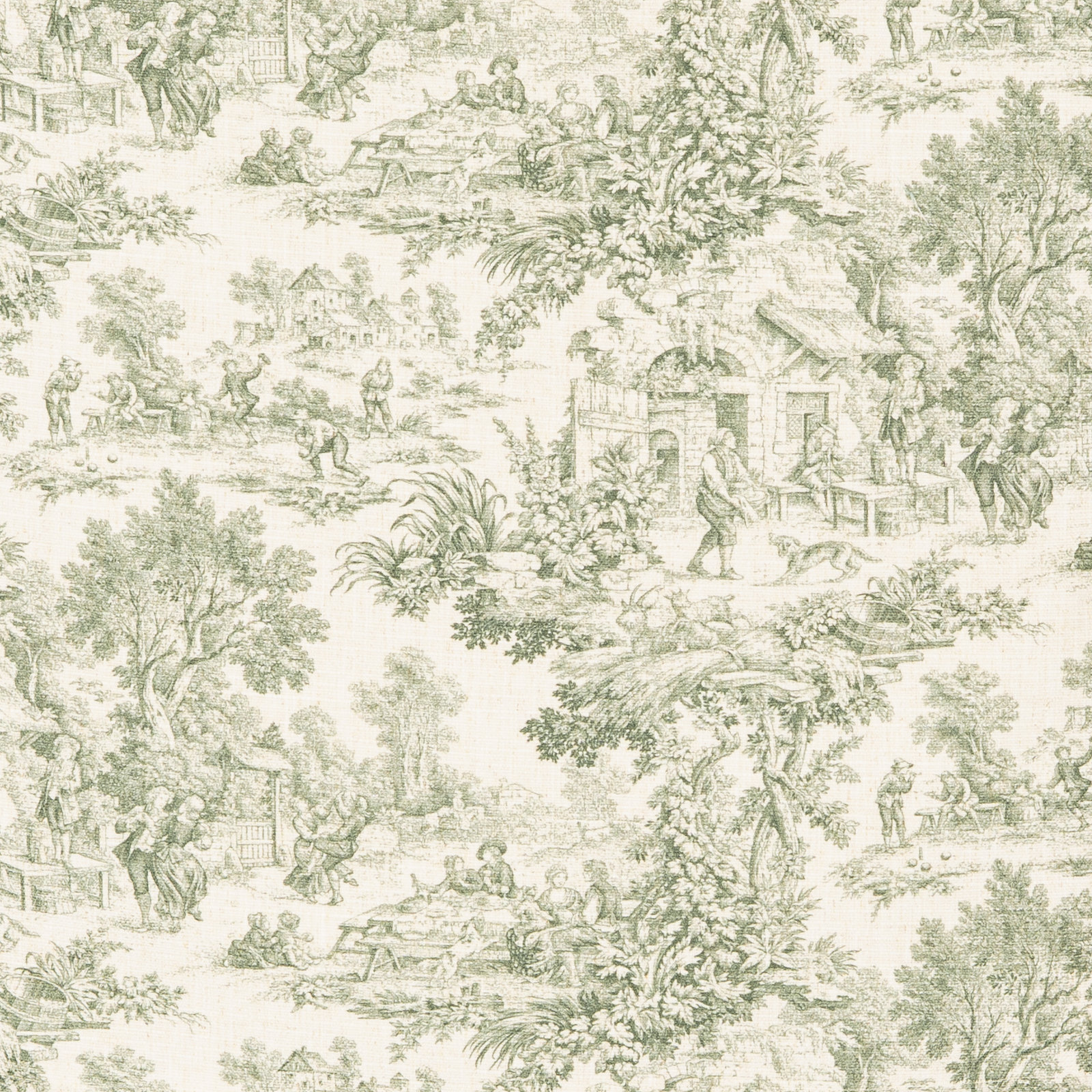 Toile Christmas Stocking, Green