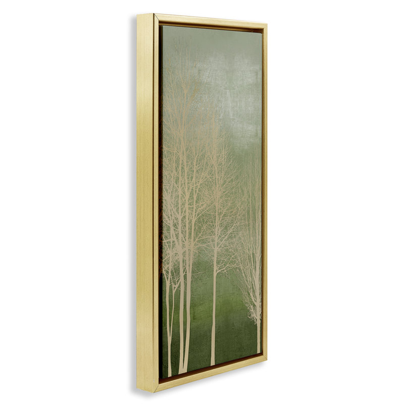 Cadre flottant subtil ombre et arbre, design par Kate Bennett, H 31 po x l 15 po, Cadre flottant métallique doré