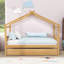 Lit en bois en forme de maison avec lit gigogne escamotable et tête de lit-2100750134-2100750091