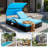 Outdoor Steel Frame Sun Lounger With Curved Sun Canopy, Adjustable Backrest, Hidden Side Table And Arched Armrests-1665767933