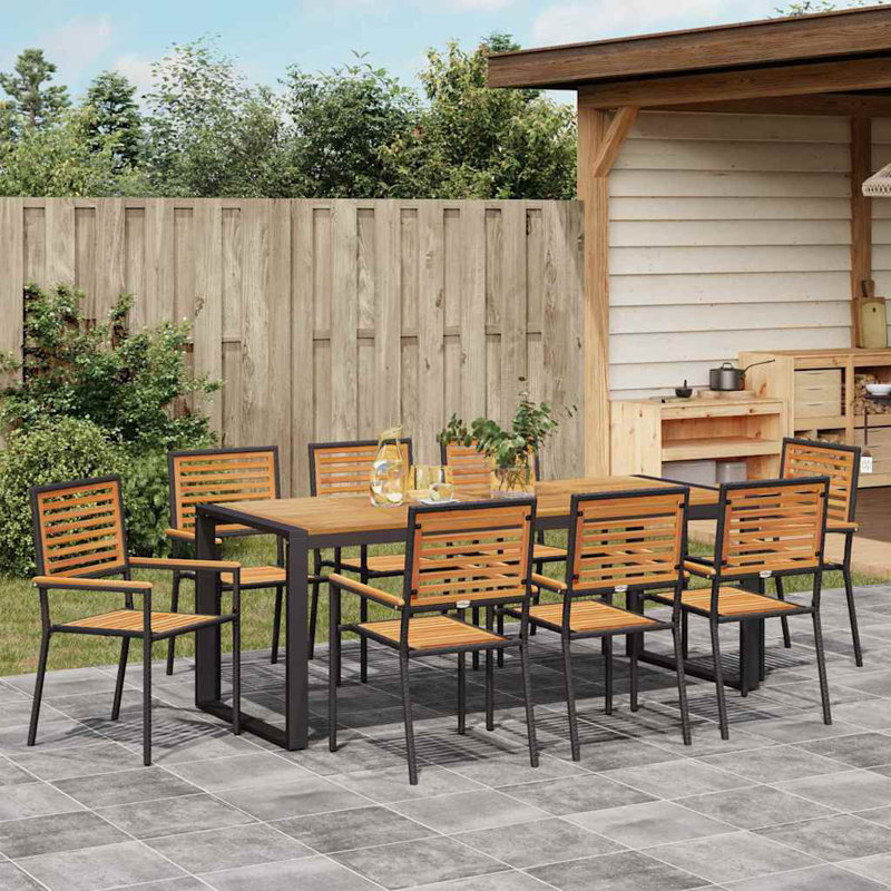 9 Piece Garden Dining Set, Black