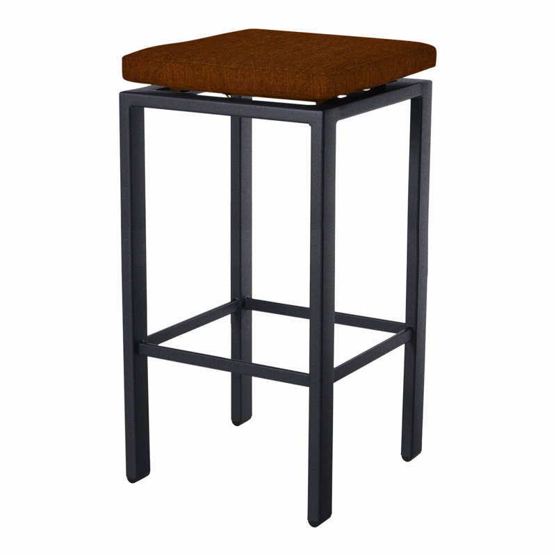 Aris Outdoor Bar Stool, Graphite, Alcazar Redwood, 31.25"