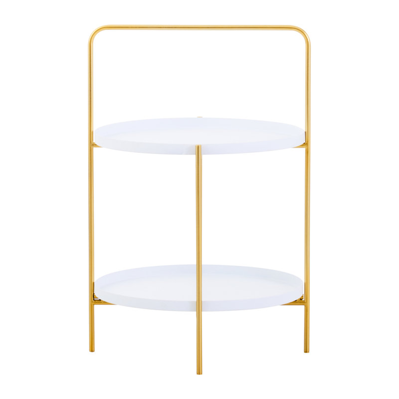 Alexica End Table, White, White/Gold