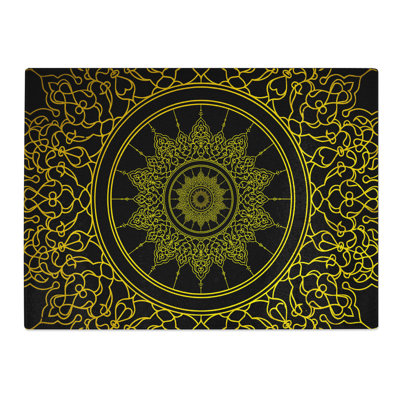 Ornamental Circles In Gold  Glass Chopping Board