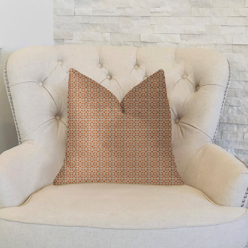 Coussin Uptown, 16 po x 1 po, Orange / ivoire