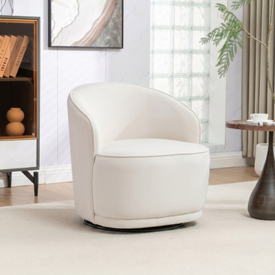 Stith Velvet Upholstered Swivel Barrel Chair