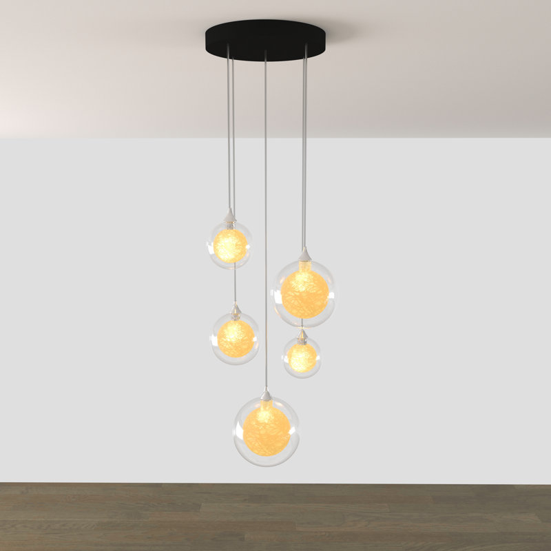 Reflection Twigs 5 - Light Pendant, 120" H x 12" W x 12" D, Clear/Honey, Brass