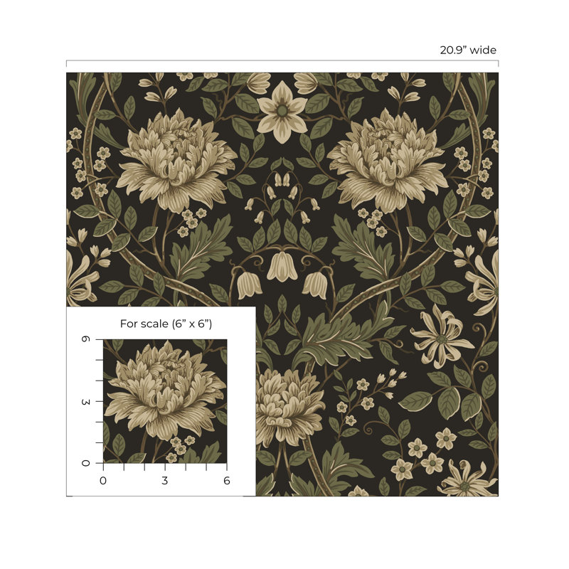 Papier peint adhésif Sage Honeysuckle, Brun/vert