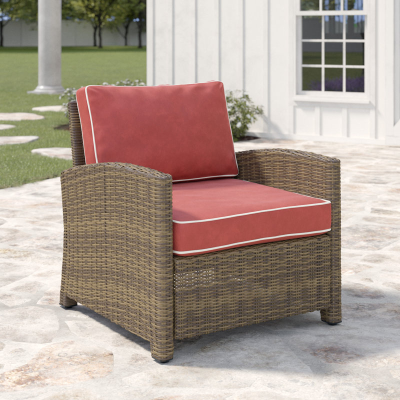 Upholstered Armchair, Brown Frame/Sangria Cushion