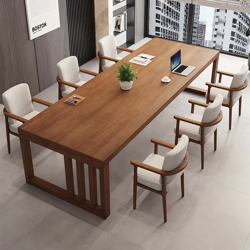 Grande table de conférence brune de style minimaliste moderne 78,74 po, 29.53" H x 78.74" W x 31.5" D