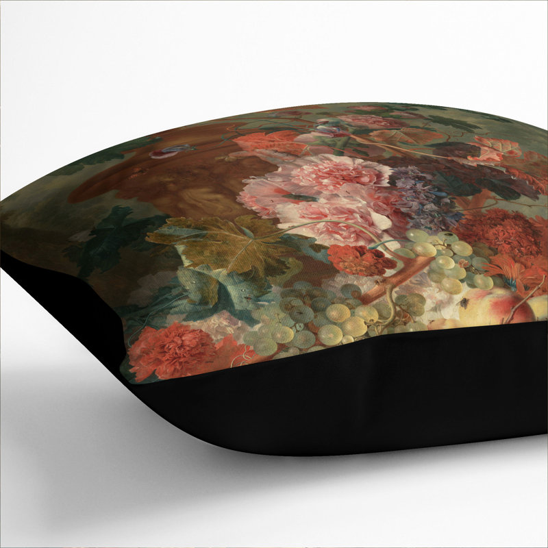 Still Life with Flowers and Fruit Vol.4 Scatter Cushion, Black, 40cm H x 40cm W x 15cm D