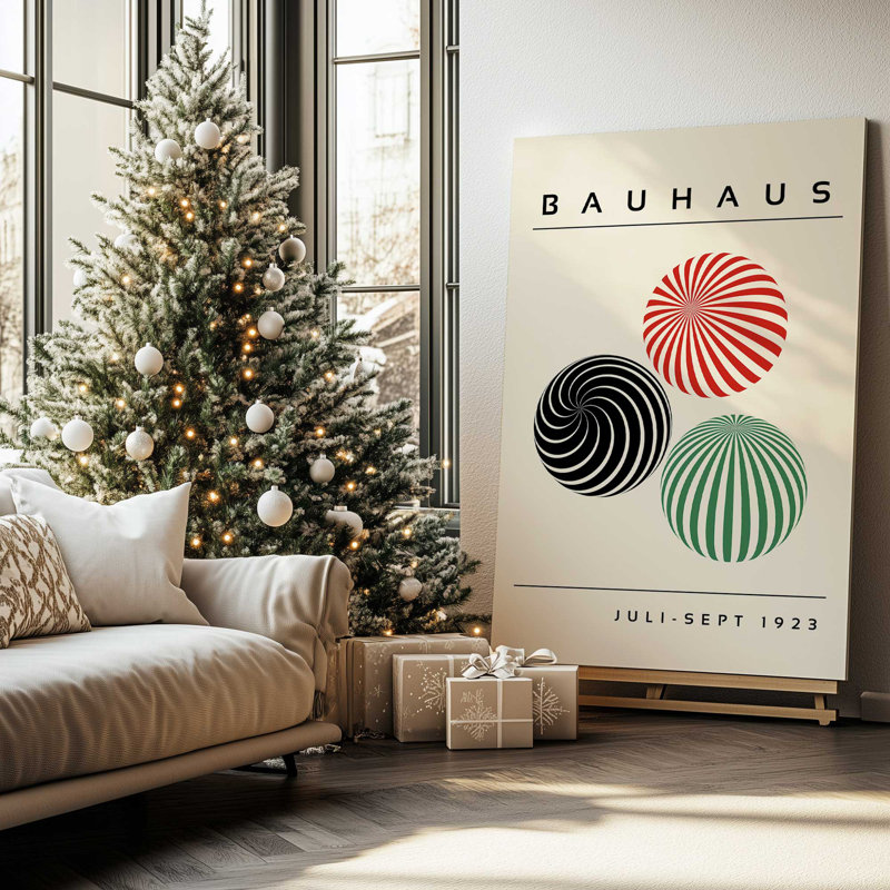 Reproduction de sphères géométriques sur toile Bauhaus, H 36 po x l 24 po, Toile tendue