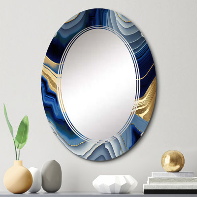 Polja Vibrant Blue and Gold Flow Art I - Miroir mural abstrait