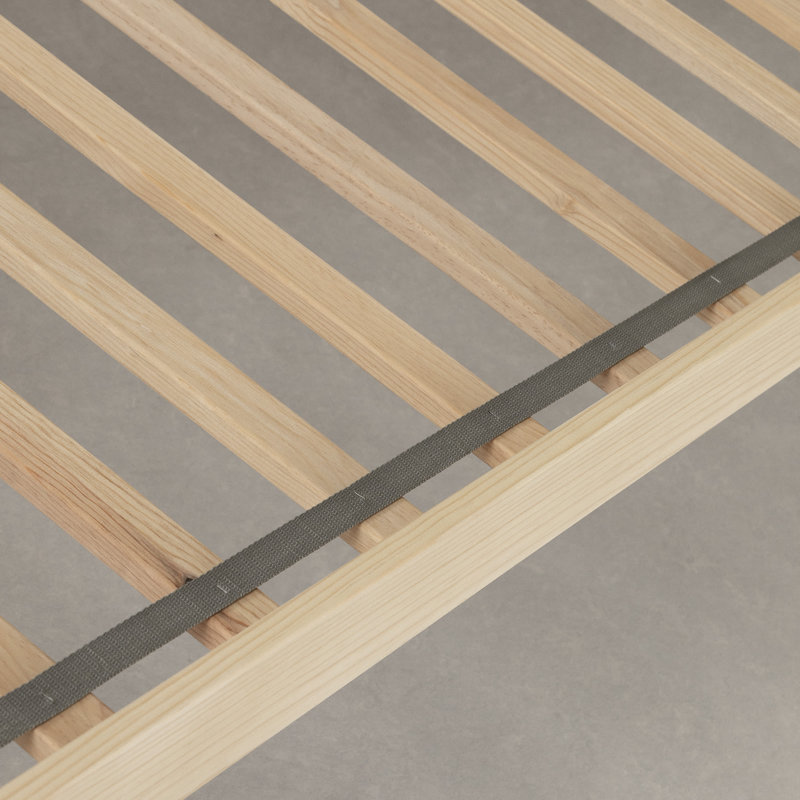 Natural Pine Twin Platform Bed with Headboard and Slats