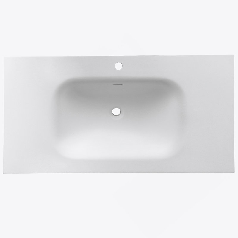 Lavabo de salle de bain à surface solide en pierre de pierre