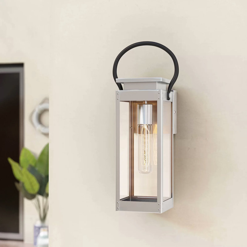 Lanterne murale d'extérieur en acier inoxydable Ola, H 15,88 po x l 6,5 po x P 5,5 po