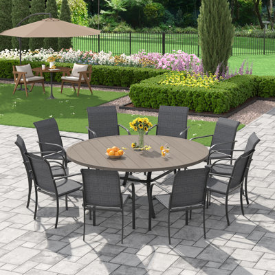 10-Person Outdoor Patio Dining Set With Stackable Chairs