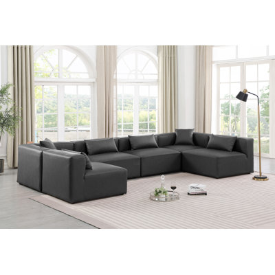 Canapé modulaire en similicuir 6 pièces Houswerth
