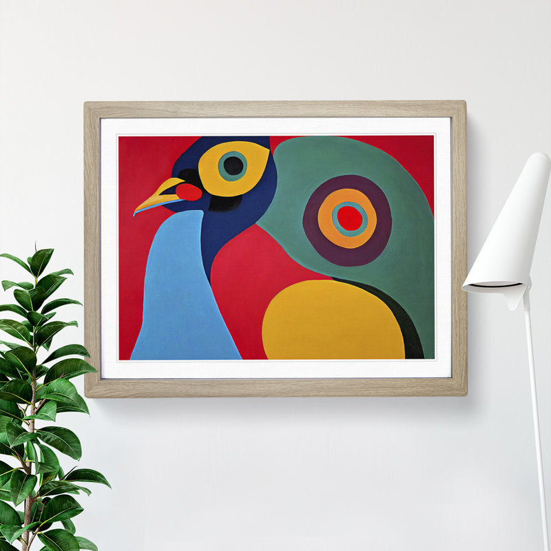 Abstract Peacock - Framed Print, 34cm H x 46cm W x 2cm D, Oak