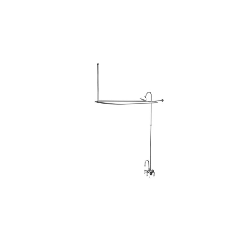 Vintage Diverter Tub and Shower Faucet with Porcelain Lever Handles, Polished Chrome