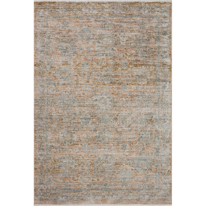 Tapis terre cuite / fumée Jean Stoffer x Loloi Katherine, Rectangle 9 pi 6 po x 13 pi 1 po