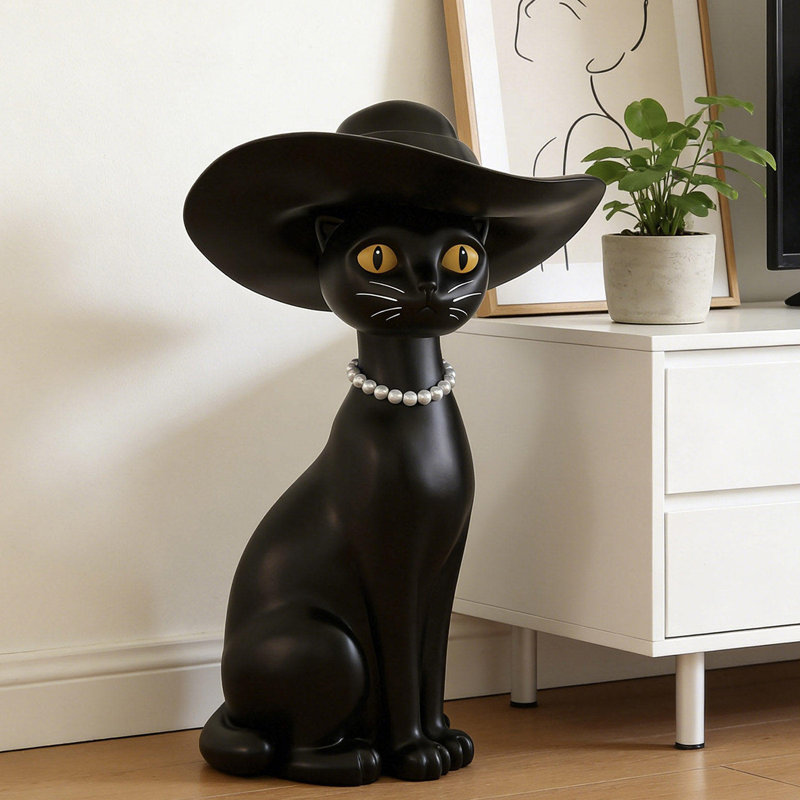 Décoration de luxe et frugale en forme de chat noir chanceux