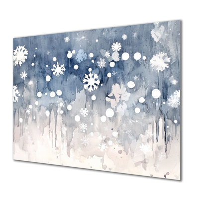 Flocons de neige tombant en hiver I - décor mural en métal paysages, paysage d'hiver