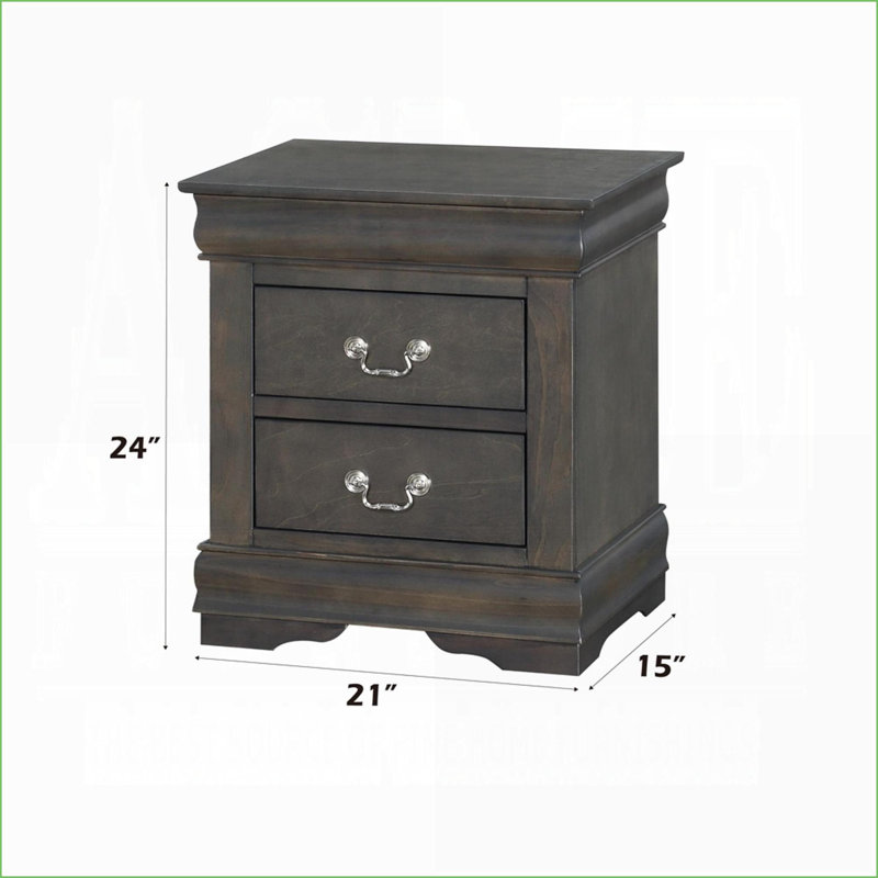 Table de chevet 2 tiroirs Traditional, Gris