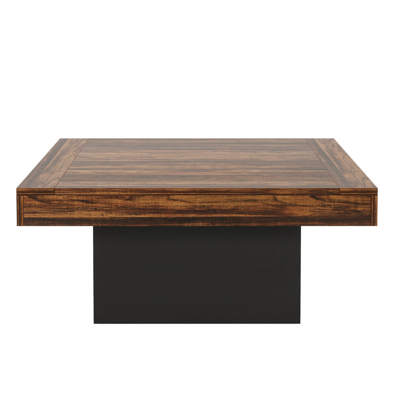 Farmhouse Square LED Coffee Table, Rustic Modern Center Table
